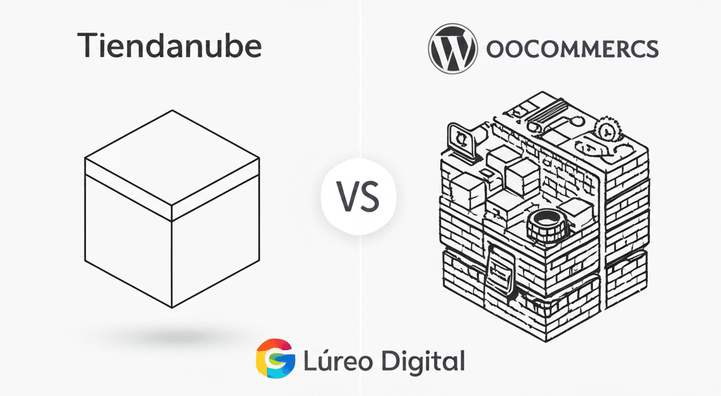 Comparativa entre Tiendanube y WooCommerce, destacando flexibilidad y personalización.