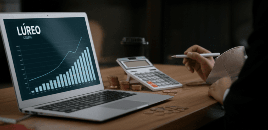 Calculadora de costos de tienda online con un gráfico de crecimiento