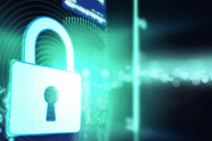 Candado de seguridad digital en una pantalla de computadora, simbolizando un certificado SSL.