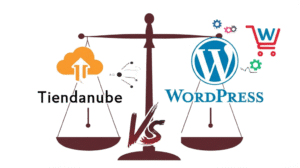 Gráfico comparativo de Tiendanube y WooCommerce con logos de ambas plataformas