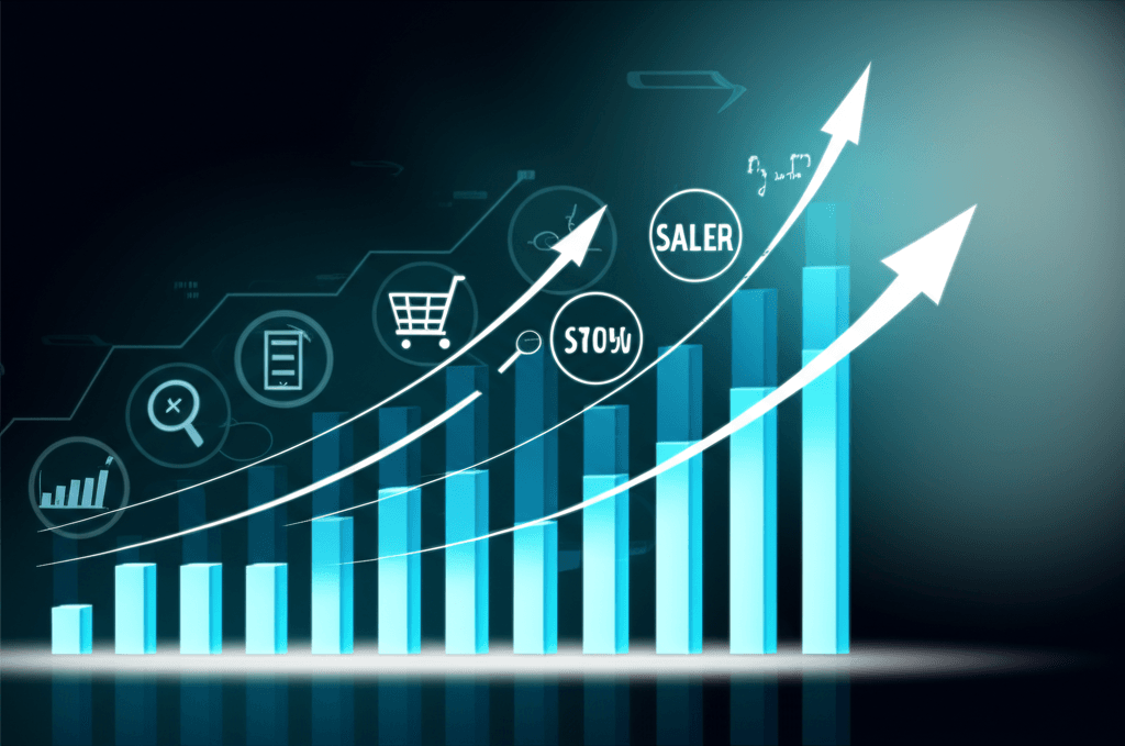 Gráfico que ilustra el crecimiento del tráfico y las ventas gracias al SEO en e-commerce.