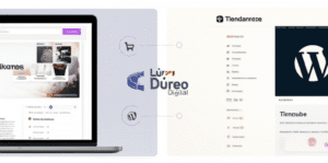 Comparación de plataformas Tiendanube y WooCommerce con el logo de Lúreo Digital