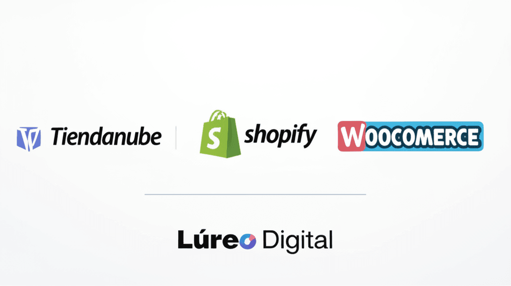 Gráfico comparativo de plataformas e-commerce Tiendanube, Shopify y WooCommerce