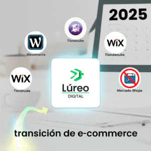 Gráfico comparativo de plataformas e-commerce con el logo de Lúreo Digital destacando una solución a medida.