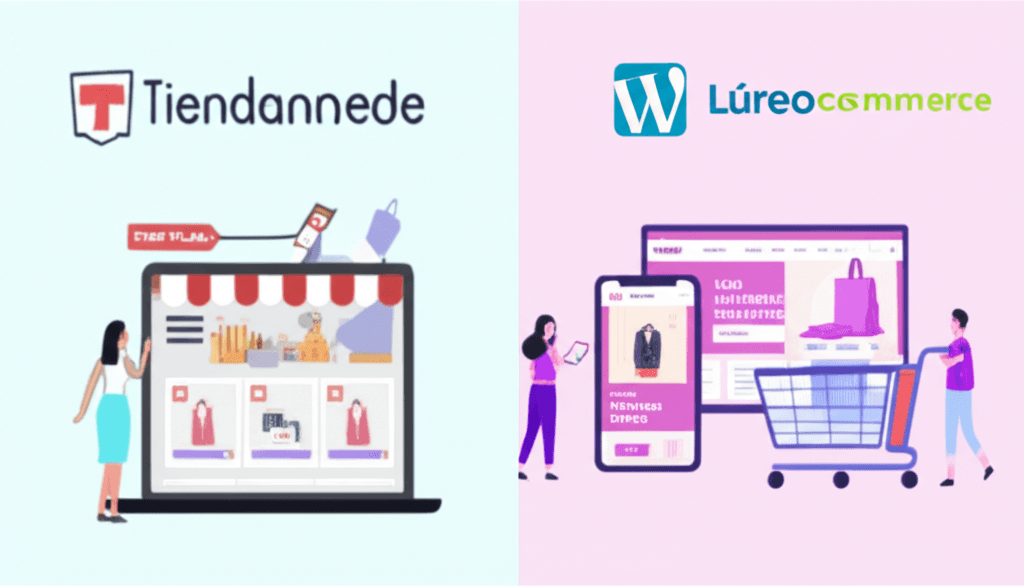 Comparativa de plataformas e-commerce Tiendanube y WooCommerce.