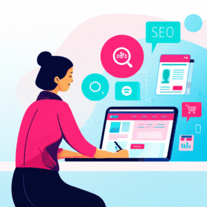 Un blog empresarial vibrante con gráficos y contenido atractivo