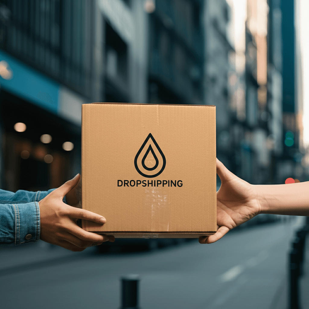 Un paquete con un logo de dropshipping siendo entregado en Argentina.