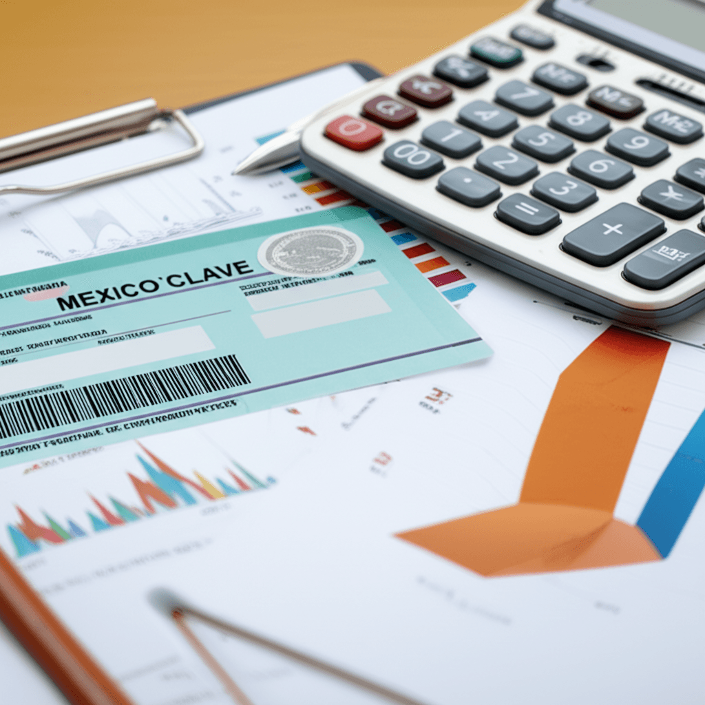 Documento de RFC con homoclave y una calculadora, representando las finanzas de un negocio.